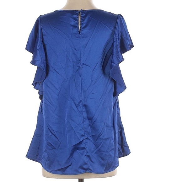 The Original Inc chic short ruffle sleeve brilliant blue blouse small top women - Picture 2 of 4
